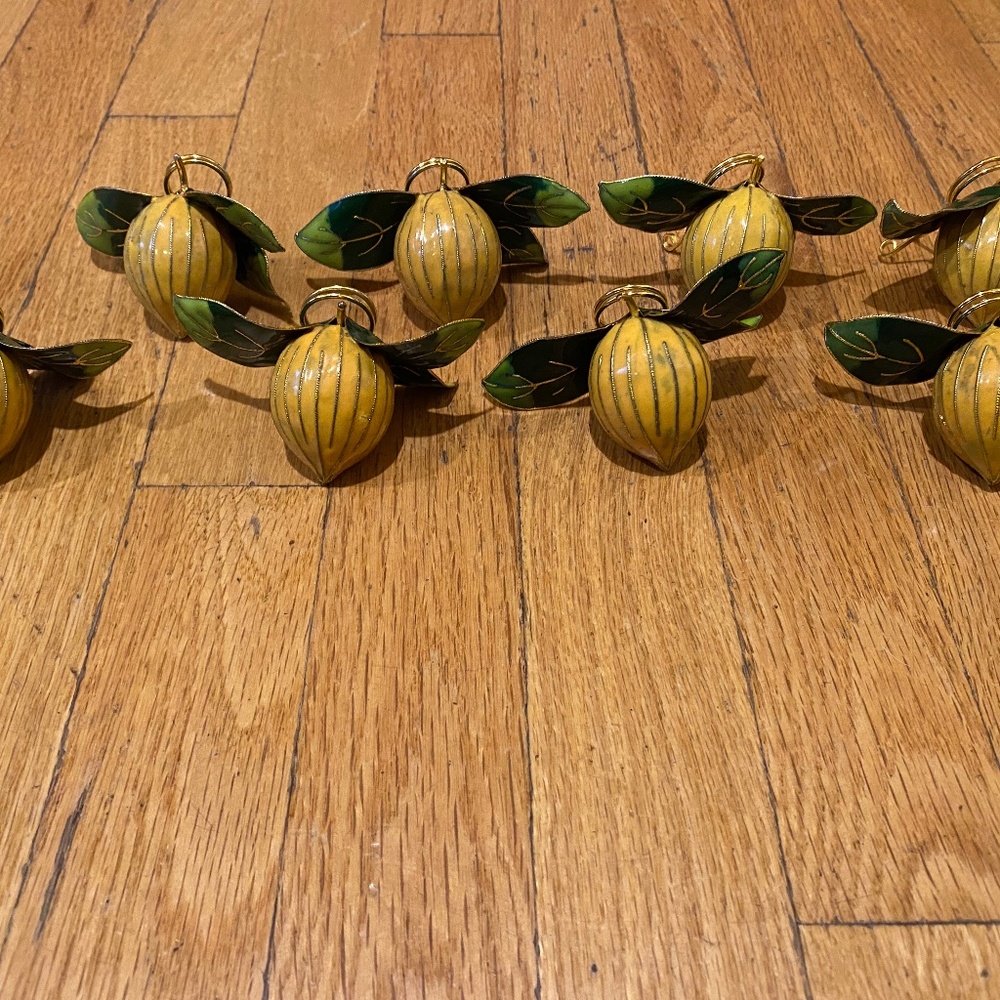 Set of 8 Williams-Sonoma Lemon Cloisonné Place Card Holders